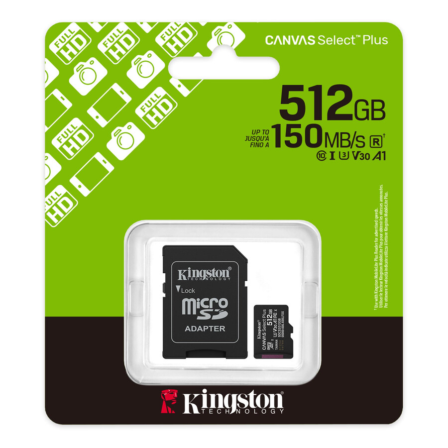 canvas select plus microsd-muistikortti - kapasiteetti = 512 gt sovitin = ei mitään